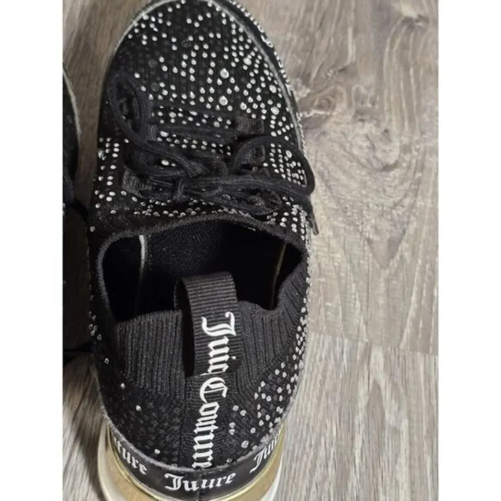 Juicy Couture‎ Bellamy Black Rhinestone Lace-up Sneakers Size 6 - Picture 10 of 13